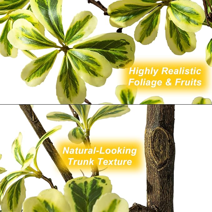 6FT Artificial Black Olive Tree Artificial Olive Plants, Tall Faux Olive Tree Faux Silk Plant Fake Plant Ultra-Realistic Silk Leaves & Natural Trunk Indoor Outdoor Use