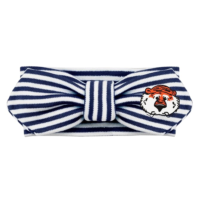 Creative Knitwear Auburn Tigers Infant Girls Navy/White Striped Hair Knot Headband Embroidered Logo - Size Newborn - 4T