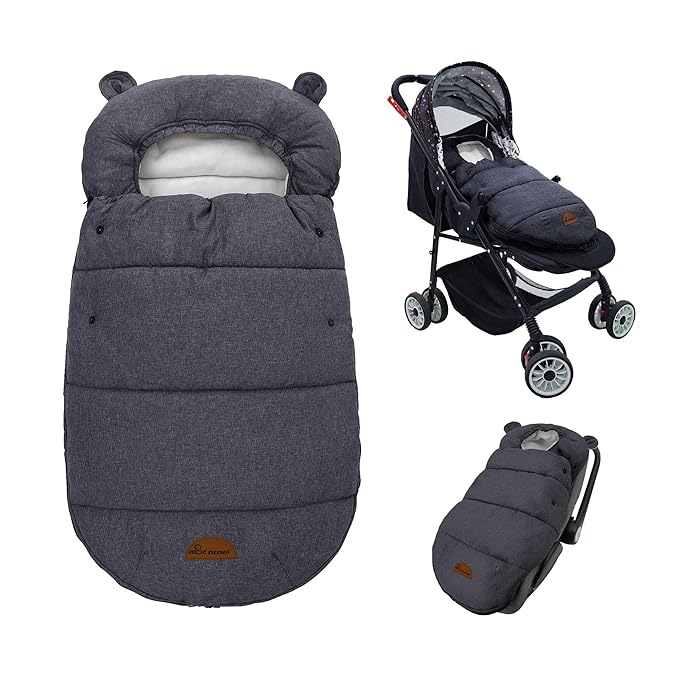 Universal Footmuff for Stroller, Baby Bunting Bags, Winter Windproof Warm Pram Footmuffs, Water Resistant Sleeping Bag with Hood for Strollers, Pushchairs, Prams, Car Seat, 30"*17.5"