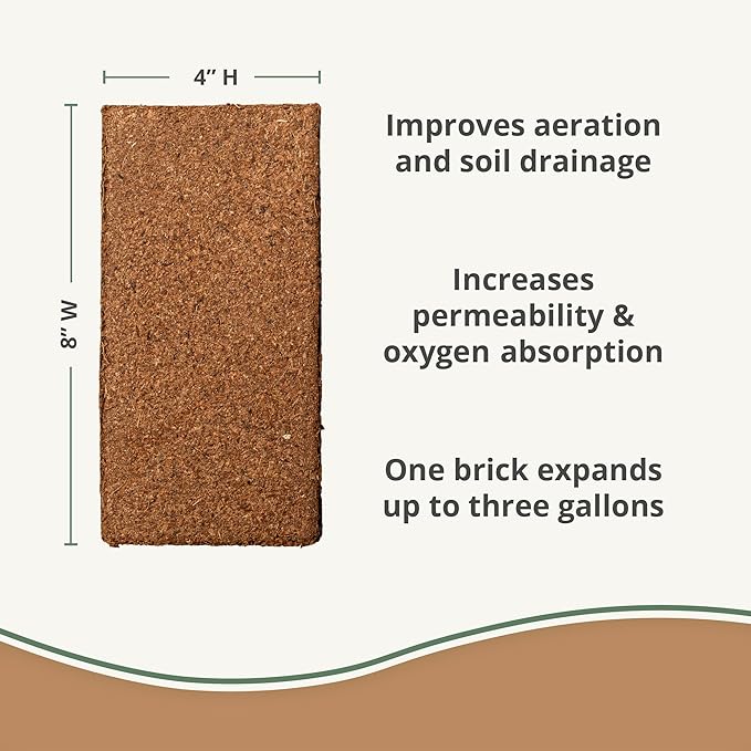 Coco Coir Brick (650gms) - Organic Coco Coir for Plants & Gardening - OMRI-Listed Cocopeat for Garden Soil, Seed Starter Soil, & Mulch - Coconut Coir Brick - Coconut Fiber Potting Mix
