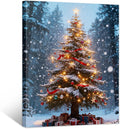Framed Christmas Pictures Wall Decor,Vintage Pine Tree Prints,Winter Christmas Canvas Wall Art Decoration for Bedroom Bathroom Living Room Rustic Xmas Holiday Gifts (Christmas Tree 16, 16'' X 24'')
