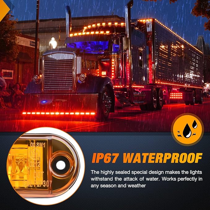 Nilight 2.5 Inch Oval Side Marker Light 10PCS Amber 2 Diode LED Trailer Clearance Fender Lights Waterproof Surface Mounted for 10-30V Truck Camper Boat Lorry