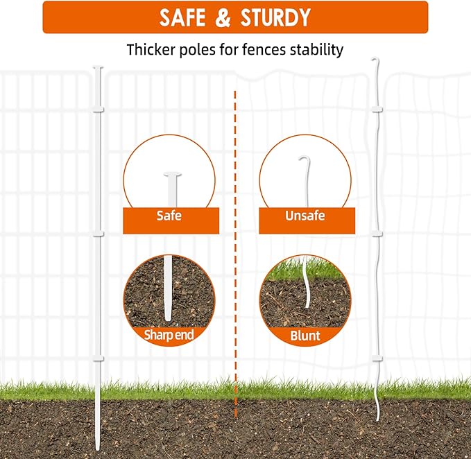 10 Panels No Dig Fence with Gate, 32 in(H) X 24 ft(L) Garden Decorative Fence Animal Barrier for Dogs, Rustproof Metal Garden Edging Border for Outdoor, Yard, Patio, White