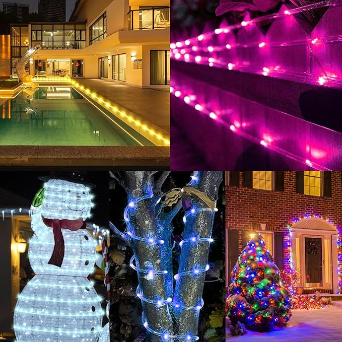 Gvwoxm 98FT 300 LED Rope Lights, 18 Colors with Timer, 5 Modes, Waterproof Plug-in Remote Control Camping String Lights for Outside, Camping, Classroom, Party, Festival Decoration Light Strings
