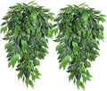 RECUTMS Artificial Hanging Willow Leaves Vine Twigs 2PC, Fake Silk Weeping Willows Leaf Plant Faux Italian Ruscus Greenery Indoor Outdoor Home Garden Wedding Arch Jungle Birthday Party Spring Decor