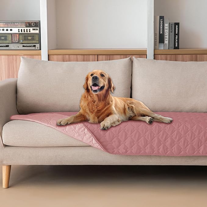 gogobunny 3X Stronger Waterproof Pet Blanket, Scratch Proof Furniture Protector for Dogs Cats, Reversible Cover 30x70 Inch, Dark Pink/Light Pink