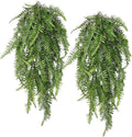 RECUTMS Fake Hanging Plants Artificial Boston Ferns Ivy Vines Leaves Foliage UV Resistant Faux Greenery Plastic Garland for Outdoor Indoor Room Front Porch Wedding 2 Pack(Green)
