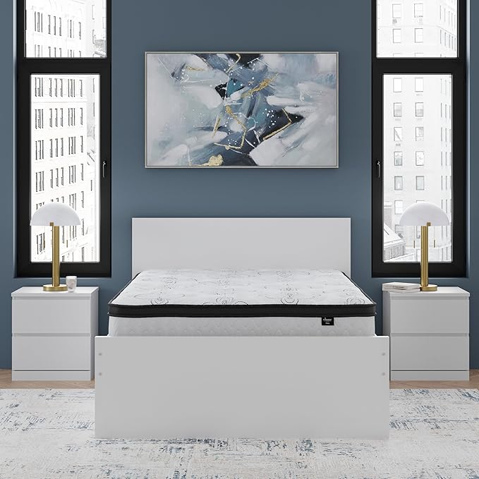 Signature Design by Ashley Full Size Chime 12 Inch Medium Firm Hybrid Mattresswith Cooling Gel Memory Foam for Pressure Relief, Fiberglass Free, Mattress In A Box