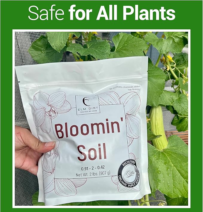 Elm Dirt Premium Bloom Soil - Organic Plant Soil for Indoor & Outdoor Use | Enhances Plant Growth & Nutrients - Big Bloom Activator, 2 lbs