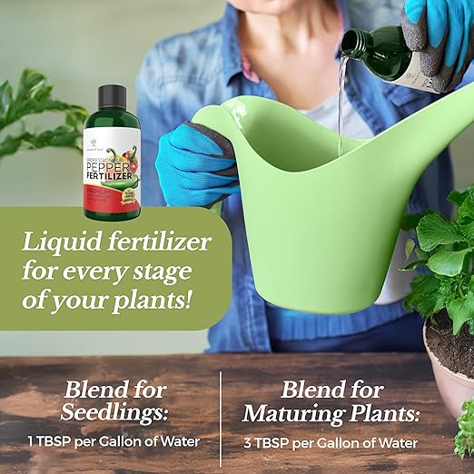 LEAVES AND SOUL Professional Liquid Pepper Fertilizer | 5-1-5 Concentrate, Liquid Plant Fertilizer for Garden, Healthy Produce, Good Harvest, Multi-Purpose Blend & Gardening Supplies | 8 oz