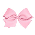 Wee Ones Girls' Classic Grosgrain Hair Bows with Plain Wrap Center, No-Slip Hair Clip, Handmade, Pearl Pink, King