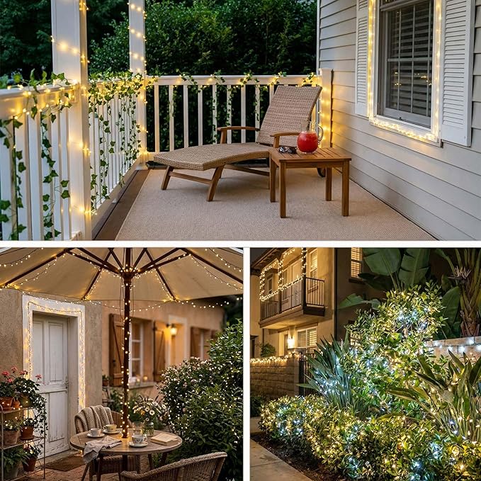 1500 LED Christmas Lights Outdoor Use, 470ft 12 Modes Warm White LED String Lights with Timer Dimmable, Waterproof Christmas Lights for Tree Xmas Patio Yard Fence Balcony Garden Decorations