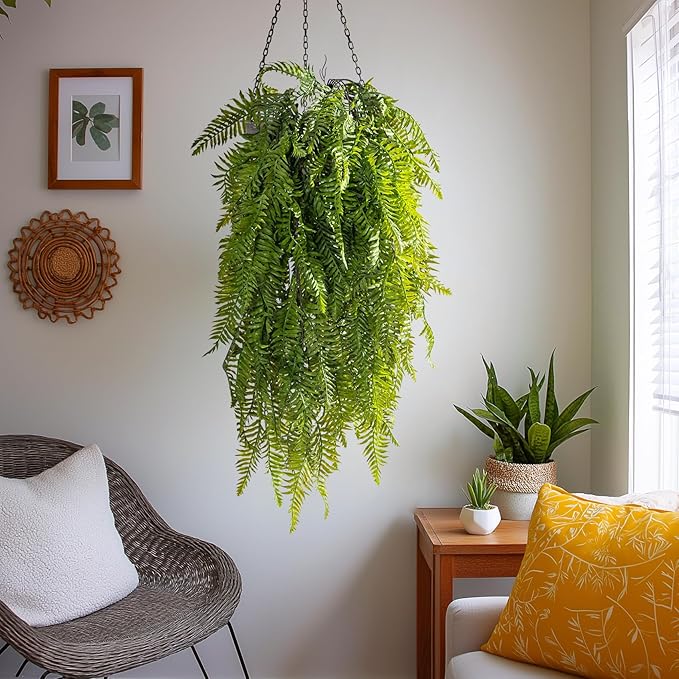 4PCS Fake Hanging Plants Set - Ultra Realistic Artificial Vine with Lifelike Leaves, Zero Maintenance Home & Office Decor for Wall, Shelf, Wedding Arch