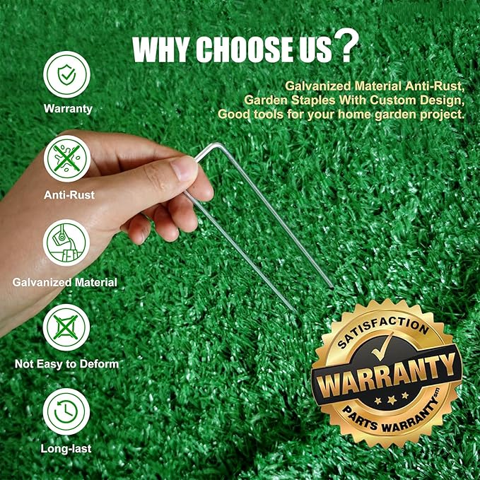 Galvanized Landscape Staples, 100 Pack 6 Inches Garden Lawn Stakes 11 Gauge U-Shaped Yard Turf Fabric Sod Pins for Weed Barrier Christmas Decorations Ground Cover Fabric