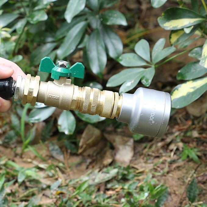 STYDDI Brass Garden Hose Quick Connect Fittings with Water Stop, Solid Brass Hose Quick-Connect Fittings with Auto Shut-off, 3/4 Inch GHT Thread Garden Hose Quick Connector Adapters, 3 Female + 6 Male