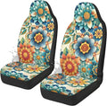 Hippie Flower Car Seat Covers 2 Pcs, Waterproof Universal Front Seat Protector, Easy to Install Automobile Interior Decorate Accessories Universal Fit for Car SUV Trucks