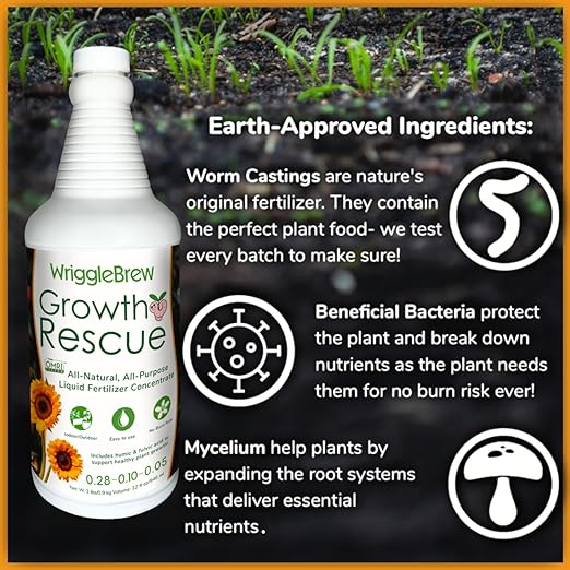 Organic Liquid Fertilizer Concentrate from Worm Castings. Non-toxic, All-Purpose, Plant Food for Gardens, Vegetables, Fruits, Houseplants, Seed Starters, and Ornamentals. (16 Fluid Ounces)