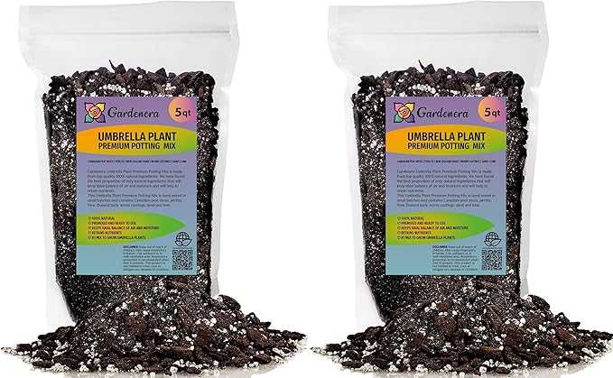 Gardenera Umbrella Plant Premium Potting Mix - 10 Quart - Nourish Your Plants with Nature's Finest Ingredients (2 Bags of 5 Quart)