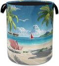 Tropical Beach Laundry Basket, Foldable Waterproof Oxford Cloth Tote Bag Hawaii