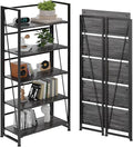 BHG Vintage Multifunctional Folding Bookshelf, No-Assembly Plant Stand Storage Rack Shelves for Home Office (Gray, 5-Tier)