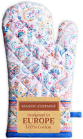 Maison d' Hermine Oven Gloves 100% Cotton Oven Mitt 7" x 13" with Loop Heat Resistant, BBQ, Cooking Gloves, Baking, Grilling, Kitchen, Handling Hot Pans Spring/Summer (Pack of 1, Indian Floral)
