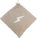 L+L USA Lightning Bolt Baby Lovey Pacifier/Teether Holder 10"x10" - DreamSoft Plush Fluffy Cuddly Soothie Reversible Mini Comfort Blanket - Cute Newborn Gift Essential Babies Boys Girls (Tan/White)