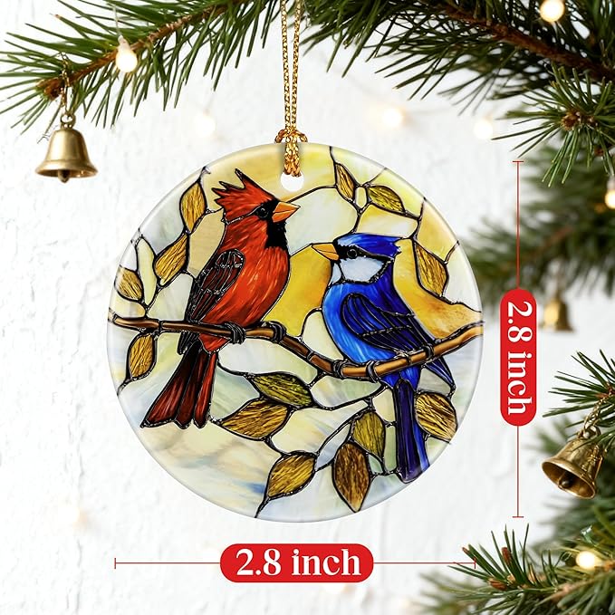 Cardinal & Blue Jay Ornament | Christmas Ornaments, Christmas Decorations, Hanging Ornaments for Tree, Holiday Decor Gifts | Gifts for Bird Lover, Women, Friend, Coworker | Gift Exchange Ideas