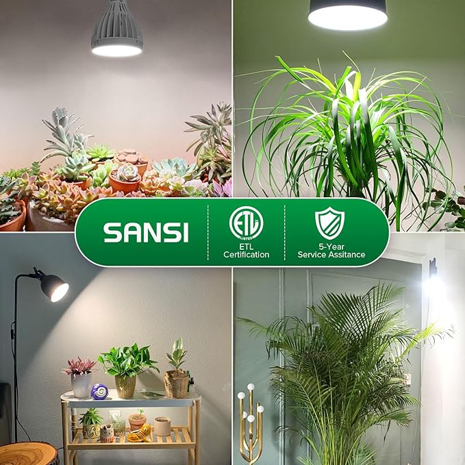 SANSI 32W Grow Light Bulbs for Indoor Plants, 350W Equivalent Full Spectrum LED Grow Light Bulb High PPFD with Optical Lens, Plant Bulbs with Ceramic Tech. Energy Saving for Seeds and Greens
