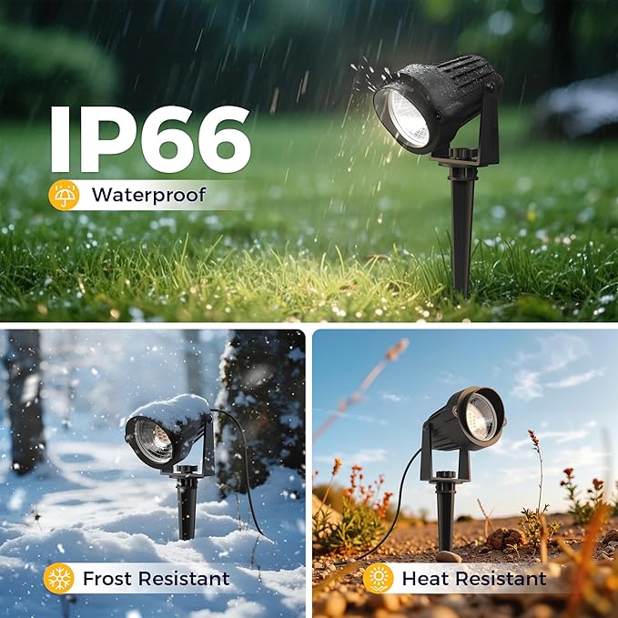 L LOHAS LED 5W Dusk to Dawn Outdoor Lighting, Auto On/Off 6000K Landscape Outdoor Spotlight, IP66 Waterproof Plug in Spot Lights for Yard, Garden, House, Pathway, Plant, UL Listed (2 Pack)