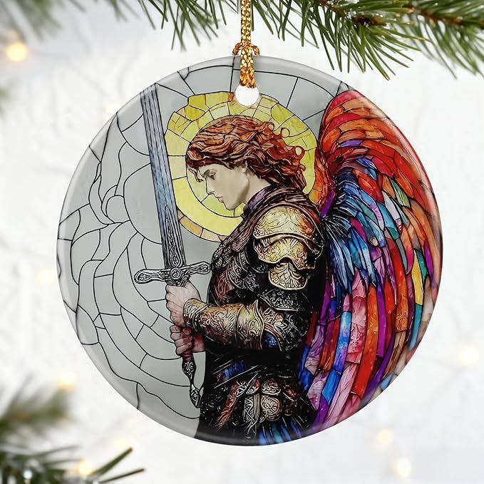 Archangel Michael Ornament, Spiritual Protection Decor, Christmas Ornaments, Christmas Decorations | Christian Gifts, Religious Gifts, Faithful Gift & Spiritual Guardian Gift, Giftbox Included