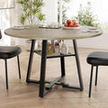 Round Dining Table for 2-4 People,42 Inch Dining Room Table,Modern Circle Kitchen Table with Storage Shelf and Metal Legs for Dining Room,Kitchen,Grey (Table Only)