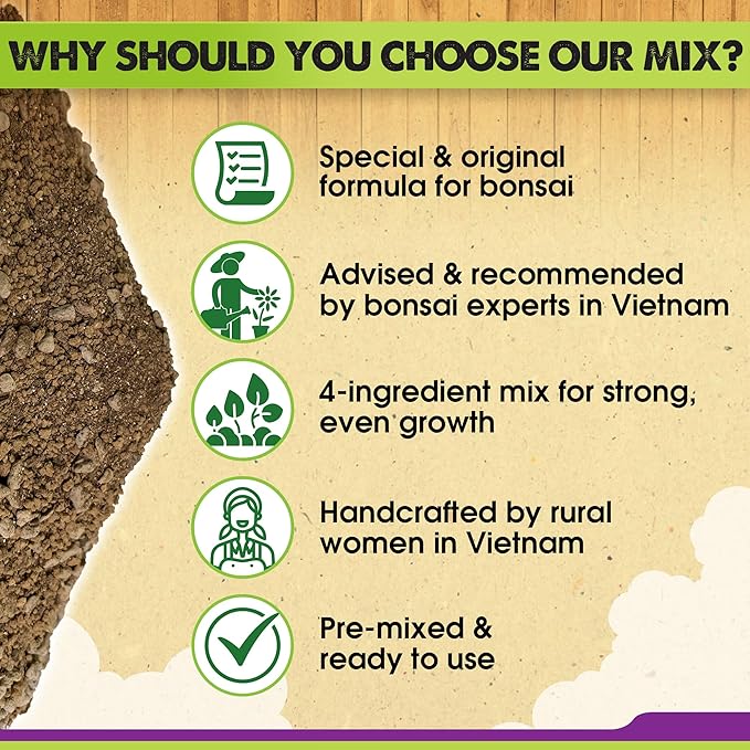 DUSPRO Recycle Premium Bonsai Soil Mix Ready to Use Pre-Mixed 5in1 with Akadama, Pumice, Vermiculite, and Peat Moss Professional Bonsai Potting Soil Mix 2 Qrt