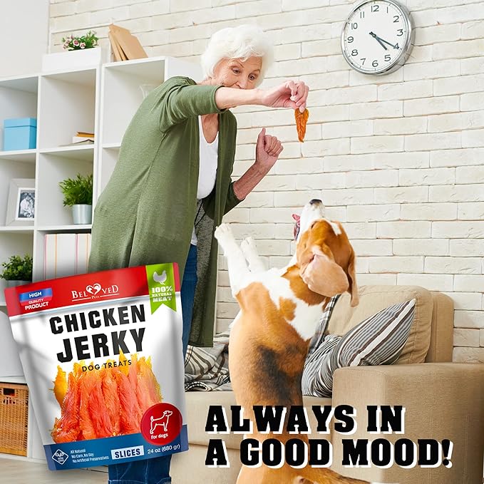 Beloved Pets Dog Treats Chicken Jerky 1.5 lb – Dog Food & High Protein Chews for Large, Medium & Small Breeds – Natural Healthy Training Snacks Strips – Human Grade Bulk Soft Pack – Made for USA
