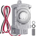 SURAIELEC 20 AMP 24 Hour Mechanical Timer Switch for Outdoor Electrical Boxes, 120V Power Control, for Waterproof Junction Box, RV Outlet, Driveway, Pool Light, Security System, Holiday Decorations