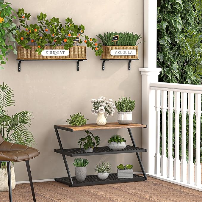 Z-Frame Shoe Rack with Wooden Top & Metal Mesh Shelves - Space-Saving Storage for Hallway, Living Room, Closet & Bedroom (24.41" x 11.02" x 16.14")
