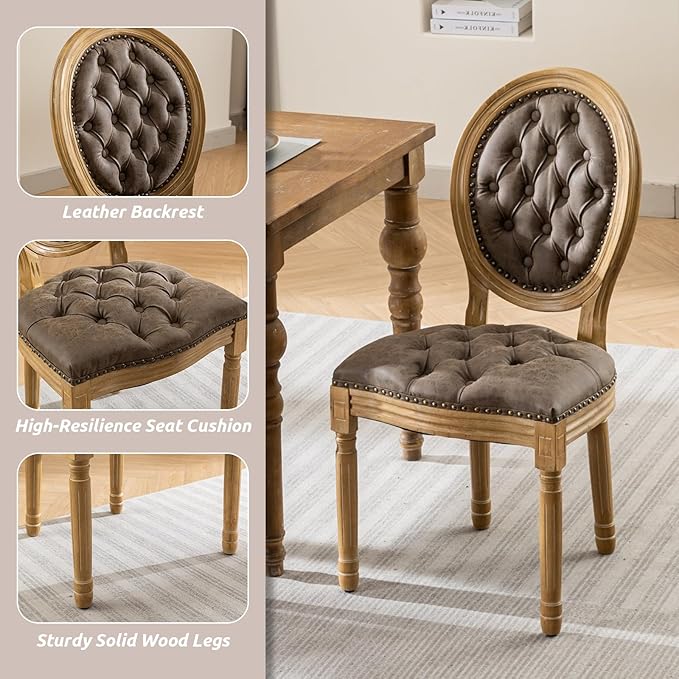 SoarFlash Kitchen Table and Chairs for 2, 31.5" Dining Table Set for 2 with French Dining Chairs, 3 Piece Round Kitchen Table Set, Dining Room Table Set for Small Space, Apartment