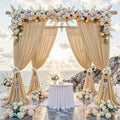 10 ft x 10 ft Wrinkle Free Champagne Backdrop Curtain for Parties, 2 Panels 10ft Polyester Champagne Photo Backdrop Drapes for Graduation Birthday Wedding Party Stage Curtains