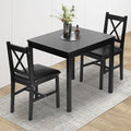 3-Piece Solid Wood Kitchen Table Set for 2 | Pine Dining Table with Upholstered Chairs | Space-Saving Design | Smooth Easy-to-Clean Surface | for Dining Room, Apartment, Restaurant, Dark Brown