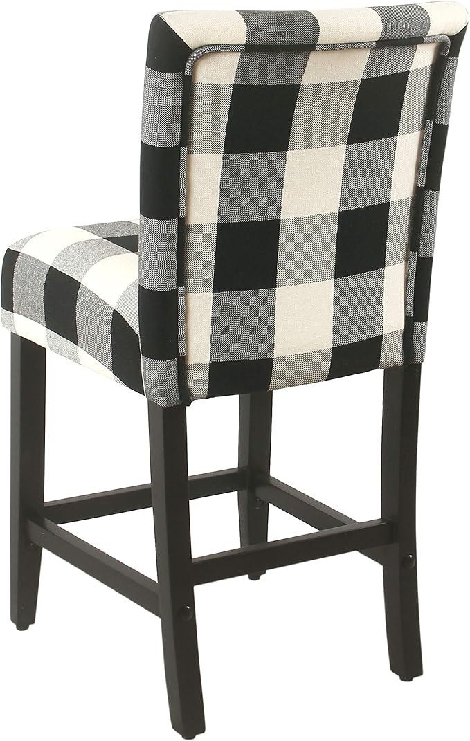 HomePop by Kinfine Fabric Upholstered Counter Height Barstool - 24-inch, Black and Cream Geometric