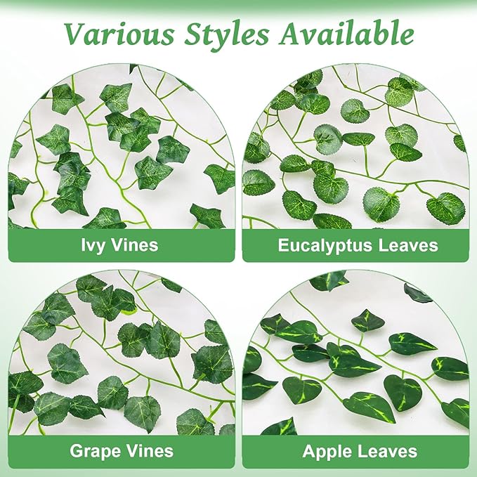 Folmywy 2 Pack Artificial Hanging Plants Vines with Pot Fake Greenery Potted Plant Eucalyptus Leaves Decoration for Indoor Outdoor Wall House Room Patio Bookshelf Office Party Decor
