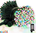 LAMPHOME 33ft Christmas Decorative Mini Lights, 100 LED Green Wire Fairy Starry String Lights Plug in, 16 Lighting Modes, for Indoor Outdoor Xmas Tree Wedding Party Decoration (White+Multicolor)