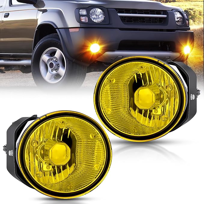 Nilight Fog Light Assembly Compatible with 2000 2001 Nissan Maxima 2002 2003 Sentra&Frontier 2004 Xterra Amber Lens Lamps Replacement