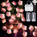 OMIKA Battery Operated String Lights Indoor, 2 Pack 16.5ft 50LED Cherry Blossom Bedroom Lights, Warm White Flower Light Decorative for Room Table Dorm Party Girl Mom Gift Wedding Christmas