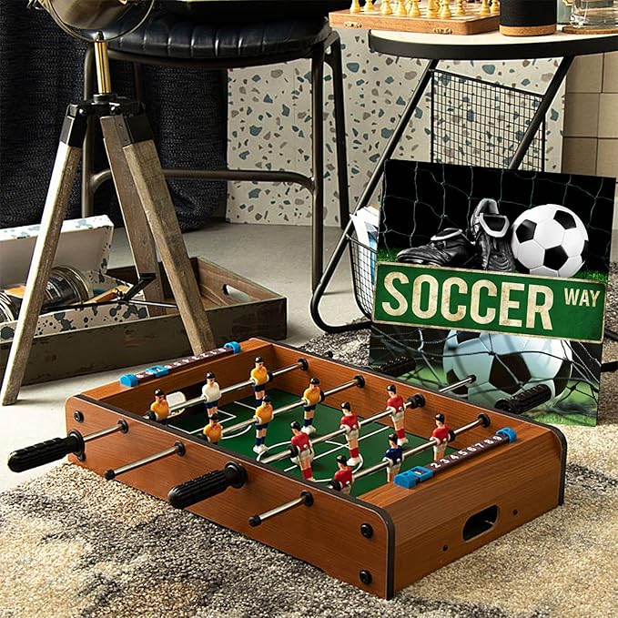 Rasonus Soccer Gifts for Boys 8-12 Men Soccer Poster Wall Decor for Girls Room, Vintage Sports Decor Teen Boys Birthday Christmas Wall Art for Bedroom Man Cave