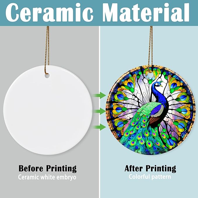 Colorful Ceramic Peacock Christmas Ornament, Peacock Ornaments for Christmas Tree, Holiday Decorations, Christmas Decor, Peacock Lovers, Peacock Gifts, Christmas Ornament Gift Ideas