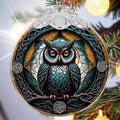 Owl Stained Glass Ornament - Hanging Ornaments for Christmas Tree, Christmas Ornaments Xmas Decorations, Holiday Keepsake Present Exchange Ideas