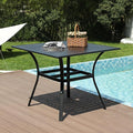 LVUYOYO Outdoor Patio Dining Table, Metal Square Table with Umbrella Hole, All-Weather Furniture for Backyard, Garden,Balcony,Porch (Black)