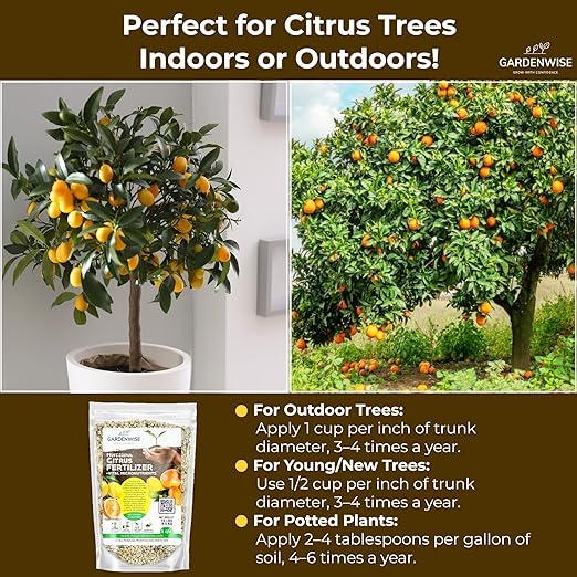 Professional Citrus Fertilizer + Vital Micronutrients; Perfect Balanced NPK for All Citrus; for Indoor and Outdoor Plants; Orange, Lime, Avocado and Lemon Tree Fertilizer (20 QUARTS)