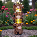 Solar Outdoor Figurine Lights Gnome Garden Decor Statue with LED Lantern, Glowing Fairy Yard Decorations for Outside Patio Yard Front Porch, Housewarming Home Decor Gifts Thanksgiving (Brown Cows)