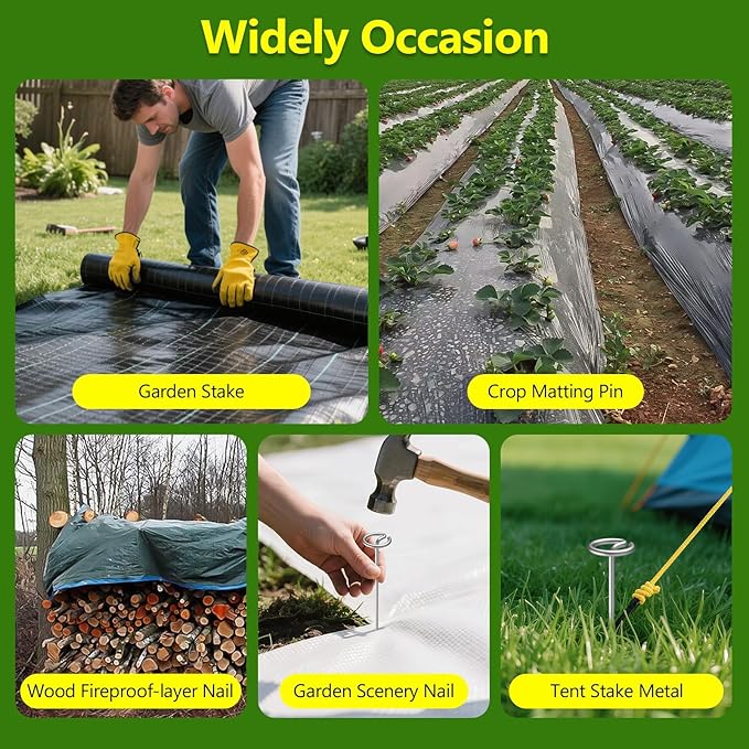 40 Pcs Landscape Fabric Pin Stakes, Thickened 8 Gauge Circle Top Garden Stakes, Galvanized Weed Barrier Stakes for Plant Support, More Holding Power Than U-Shaped Ground Nail, Not Easy to Bend